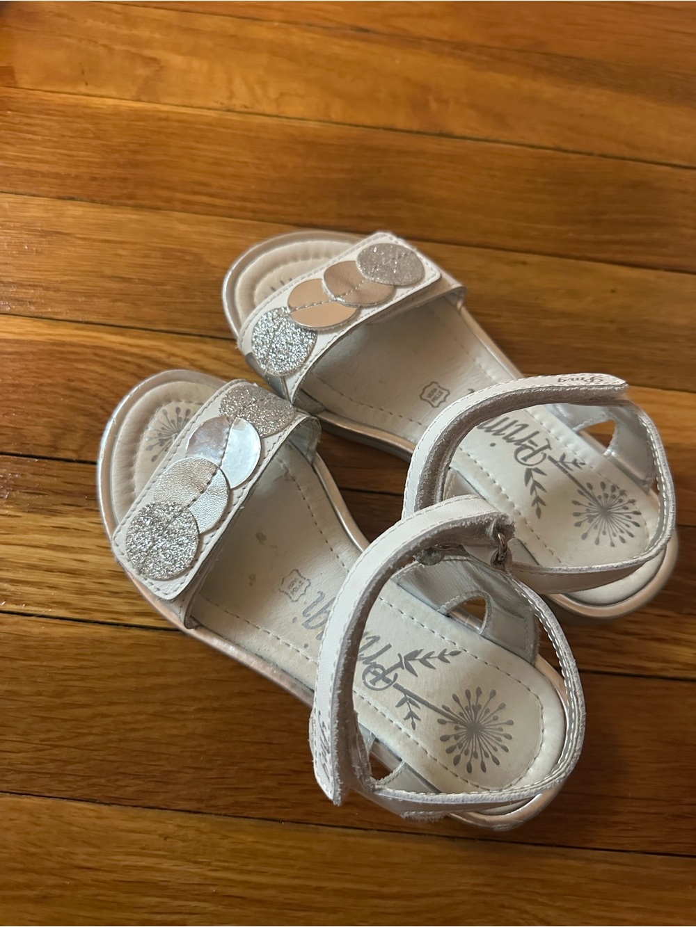 Primigi White and Silver Glitter Toddler Sandals